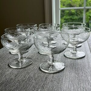Vintage etched glass coupes